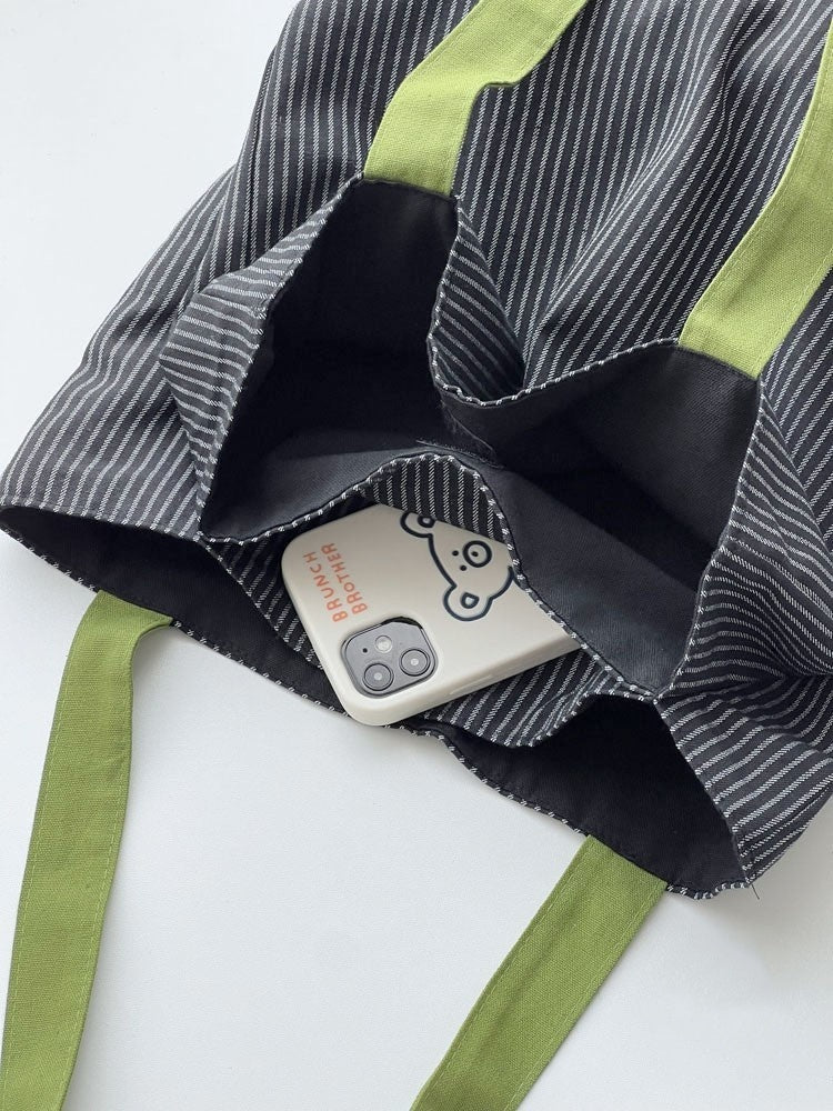 Plaid Canvas Multi-layer Tote Casual Shoulder Bag
