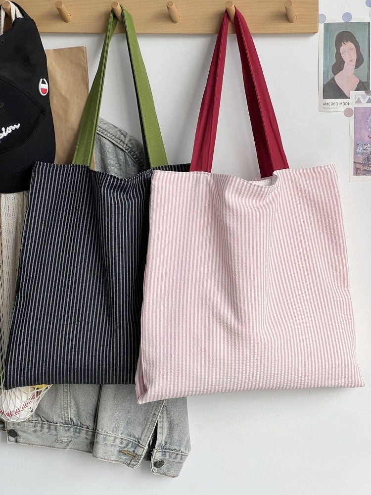 Plaid Canvas Multi-layer Tote Casual Shoulder Bag